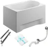 A white bathtub with its accessories laid out separately on a white background. Podgląd zdjęcia produktu