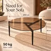 WISFOR Couchtisch rund Ø80 cm, Glastisch braun mit Produktbild-Vorschau 3