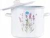 A white enamel pot with a lavender design and a lid. Náhľad obrázku produktu
