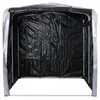The image shows the interior of a silver and black portable storage shed. Produktbild-Vorschau