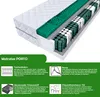 A cross-section of a mattress showing its internal layers and construction, with descriptive text and icons. Produktbild-Vorschau