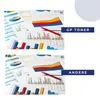 Two images of business charts and graphs with red pens, each with a blue overlay box containing text. Produktbild-Vorschau