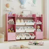 COSTWAY 4-stöckiges Kinderregal aus Holz, Spielzeugschrank Produktbild-Vorschau 2