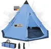 DELUKE® Campingzelt 4 Personen TIPI blau | regenfest, Produktbild-Vorschau 1