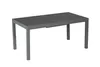 A rectangular outdoor dining table with a gray metal frame and a dark gray glass tabletop, shown against a white background. Náhled obrázku produktu