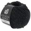 A ball of dark gray yarn with a label wrapped around it. Produktbild-Vorschau