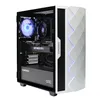 A white and black GAMEMAX gaming PC with blue LED lighting, shown from a front-side angle against a white background. Produktbild-Vorschau