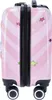 A close-up side view of a pink children's suitcase with a unicorn and star pattern. Produktbild-Vorschau