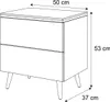 A line drawing of a nightstand with dimensions indicated. Produktbild-Vorschau