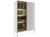 A modern, illuminated display cabinet with a sliding door. Produktbild-Vorschau