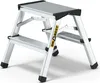 A two-step aluminum stepladder shown from a front-diagonal angle against a white background. Produktbild-Vorschau