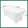 Stretch Tischhusse 180x76 cm - Weiß - Elastische Produktbild-Vorschau 3