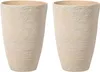 BELIANI Blumenkübel 2er Set Beige Steingemisch und Produktbild-Vorschau 1