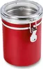 A red metal storage canister with a clear lid and a silver latch. Produktbild-Vorschau