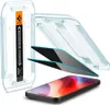 A Spigen screen protector kit for an iPhone, including the installation guide and two screen protectors, shown with an iPhone. Anteprima dell’immagine prodotto