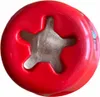 Top-down view of a red, star-shaped fidget toy. Produktbild-Vorschau