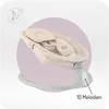 A beige baby bouncer with a gray base, set against a light purple and white background. Anteprima dell’immagine prodotto
