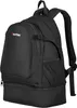 A black backpack with a logo on the front. Produktbild-Vorschau