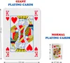 Comparison of giant playing cards to normal playing cards with dimensions shown. Anteprima dell’immagine prodotto