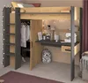 Lit surélevé avec bureau + armoire - 90 x 200 cm - Naturel Voir les images du produit 14