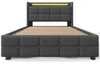 Polsterbett, 90x200 Grau, USB + LED + 2 Schubladen, Produktbild-Vorschau 9