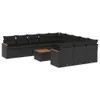 vidaXL 12-tlg. Garten-Sofagarnitur mit Kissen Schwarz Poly Produktbild-Vorschau 1