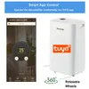 A collage showing a smartphone app interface for a dehumidifier and the dehumidifier itself, along with feature icons. Anteprima dell’immagine prodotto