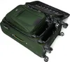 An open green suitcase with a smaller suitcase inside, showing the interior and wheels. Náhled obrázku produktu