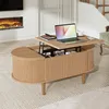 Merax Ovaler Couchtisch aus MDF mit Massivholzbeine, Produktbild-Vorschau 9