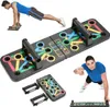 A collage of images showing a man performing push-ups with a fitness board, close-ups of the fitness board, and a man demonstrating the product. Produktbild-Vorschau