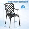A black garden chair with dimensions indicated by lines and text. Podgląd zdjęcia produktu