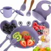 KIK Silikon-Geschirr-Set fü r Kinder Krabbe 9 Stü ck - lila Produktbild-Vorschau 2