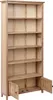 A tall, narrow, light brown wooden bookshelf with five shelves and two doors at the bottom, shown against a white background. Náhľad obrázku produktu