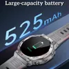 A smartwatch is shown with a large battery capacity highlighted by text and graphics. Produktbild-Vorschau