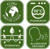 Four green square icons with white graphics and text, arranged in a 2x2 grid. Produktbild-Vorschau