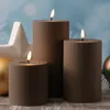 LED Stumpenkerze MIA - Kunststoff - realistische 3D Flamme - H: 20cm - D: 10cm - für Außen - mokka Produktbild-Vorschau