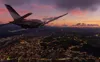 A small private jet flies over a city at sunset. Anteprima dell’immagine prodotto