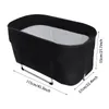 A black portable bathtub with dimensions indicated by measurement lines and text. Náhled obrázku produktu