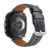 The back of a smartwatch with a blue leather strap, shown against a white background. Náhled obrázku produktu