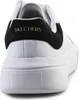 The back view of a white and black Skechers sneaker with a thick white sole. Náhled obrázku produktu