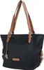 A black tote bag with brown leather accents and straps, shown against a white background. Náhled obrázku produktu