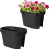 Lot de 2 pots de fleurs ovales anthracite pour balcon - 40 Voir les images du produit 1