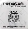 Close-up of a Renata battery with product information printed on it. Produktbild-Vorschau