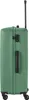 A green suitcase with a black handle and wheels, standing upright against a white background. Produktbild-Vorschau
