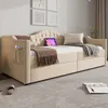 A beige upholstered daybed with tufted headboard and storage drawers, set in a bedroom. Anteprima dell’immagine prodotto