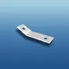 A metal bracket with two holes, angled to show its shape. Produktbild-Vorschau