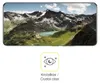 A scenic mountain landscape is displayed on a screen, with a graphic icon and text below it. Produktbild-Vorschau