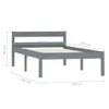 A grey wooden bed frame with dimensions indicated by measurement lines and text. Anteprima dell’immagine prodotto