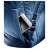 A close-up view of a blue backpack with a smartphone in a side pocket. Produktbild-Vorschau