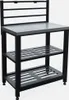 A black metal kitchen rack with a gray top and two slatted shelves. Anteprima dell’immagine prodotto